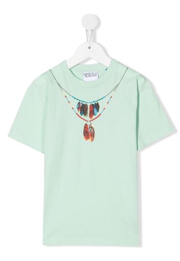 Marcelo Burlon County Of Milan Kids necklace-print cotton T-shirt - Verde