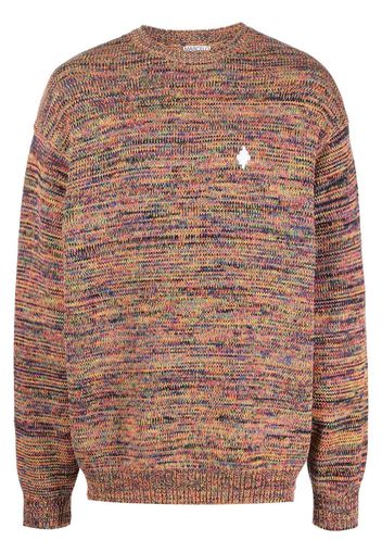 Marcelo Burlon County of Milan logo-embroidered mélange knitted jumper - Arancione