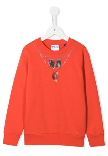 Marcelo Burlon County Of Milan Kids feather necklace-print sweatshirt - Rosso