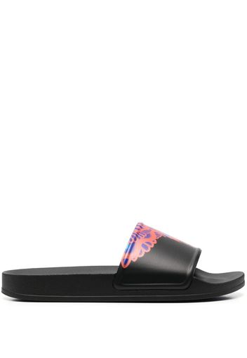 Marcelo Burlon County of Milan Sandali slides con stampa grafica - Nero