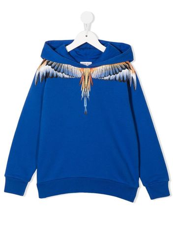 Marcelo Burlon County Of Milan Kids feather print cotton hoodie - Blu