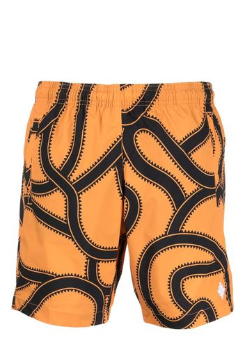 Marcelo Burlon County of Milan snake-print Cross-embroidered swim shorts - Arancione