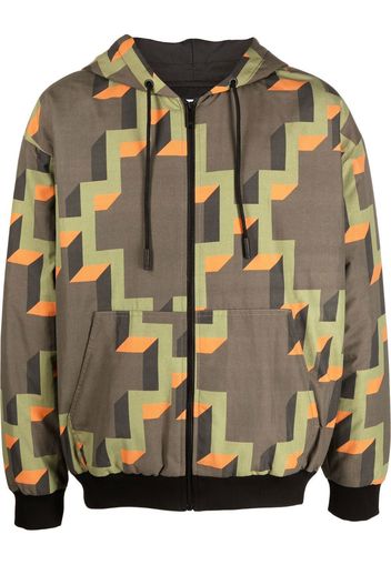 Marcelo Burlon County of Milan geometric-print hooded jacket - Verde