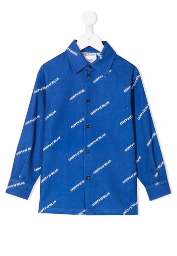 Marcelo Burlon County Of Milan Kids logo button-down shirt - Blu