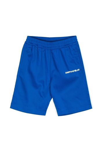 Marcelo Burlon County Of Milan Kids logo print track shorts - Blu