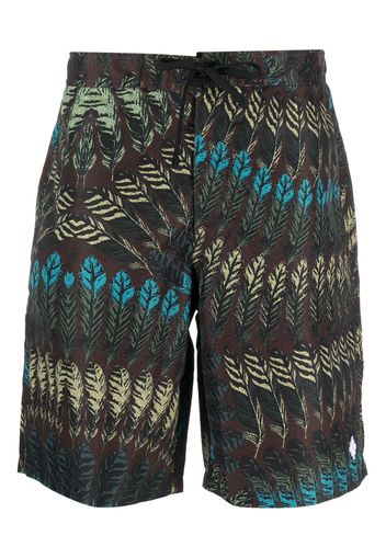 Marcelo Burlon County of Milan feather-print swim shorts - Marrone