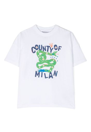 Marcelo Burlon County Of Milan Kids snake-print short-sleeved T-shirt - Bianco