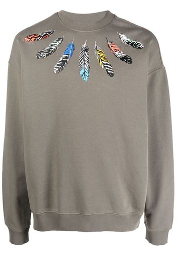 Marcelo Burlon County of Milan feather-print cotton sweatshirt - Verde