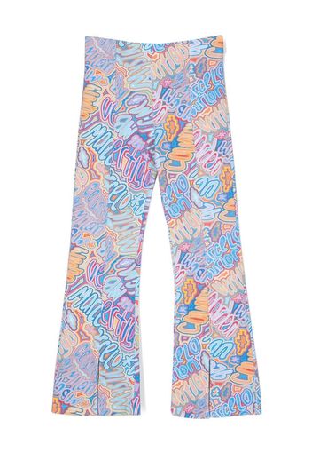 Marcelo Burlon County Of Milan Kids all-over logo print flared trousers - Blu