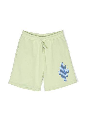 Marcelo Burlon County of Milan elasticated-waistband cotton shorts - Verde