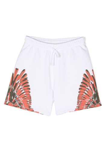 Marcelo Burlon County Of Milan Kids Wings-print cotton track shorts - Bianco