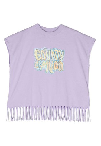 Marcelo Burlon County Of Milan Kids slogan-print cotton T-shirt - Viola