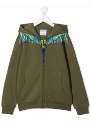 Marcelo Burlon County Of Milan Kids BIRDS WINGS HOODIE ZIP MILITARY BABY BLU - Verde