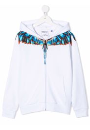 Marcelo Burlon County Of Milan Kids BLUE GRIZZLY WINGS HOODIE ZIP WHITE LIGH - Bianco