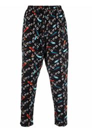 Marcelo Burlon County of Milan ALL OVER HAWAII PAJAMAS PANTS BLACK WHIT - Nero