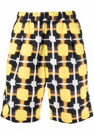 Marcelo Burlon County of Milan CHECK NYLON COULISSE SHORT YELLOW BLACK - Giallo