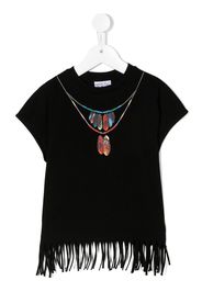 Marcelo Burlon County Of Milan Kids necklace-print fringed top - Nero