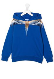 Marcelo Burlon County Of Milan Kids feather print cotton hoodie - Blu