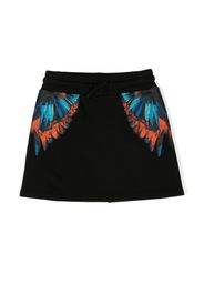 Marcelo Burlon County Of Milan Kids Travel Wings-print drawstring miniskirt - Nero