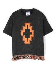 Marcelo Burlon County Of Milan Kids logo-print fringed-trim T-shirt - Nero