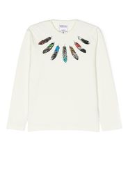 Marcelo Burlon County Of Milan Kids T-shirt Feathers a maniche lunghe - Bianco