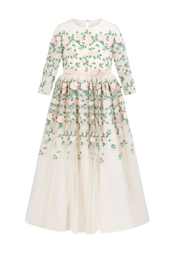 MARCHESA KIDS COUTURE rose-embroidery tulle gown - Toni neutri