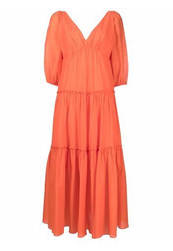 Marchesa Notte V-neck tiered midi dress - Arancione