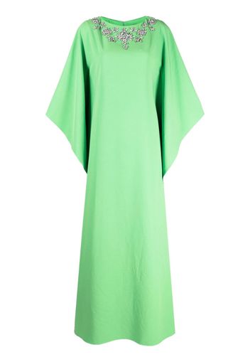 Marchesa Notte crystal-embellished long-sleeve maxi dress - Verde