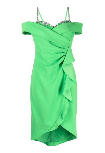 Marchesa Notte Abito corto con ruches - LIME