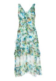 Marchesa Notte abstract-print sleeveless midi dress - Verde