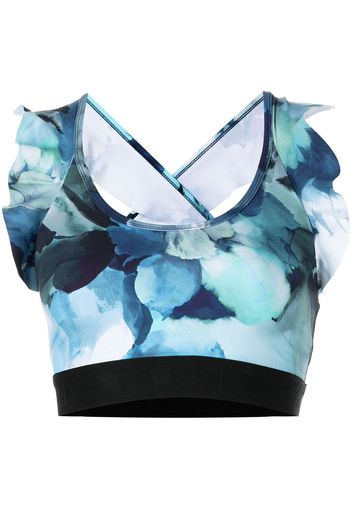 Marchesa floral-print sports bra - Blu