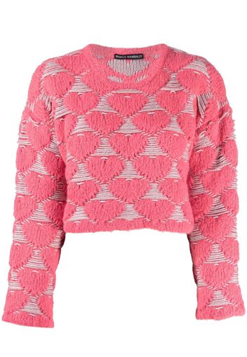 Marco Rambaldi heart-embroidery knit sweater - Rosa