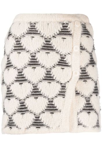 Marco Rambaldi heart-embroidery knit skirt - Bianco