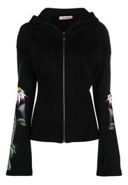 Margherita Maccapani floral-print zip-up hoodie - Nero