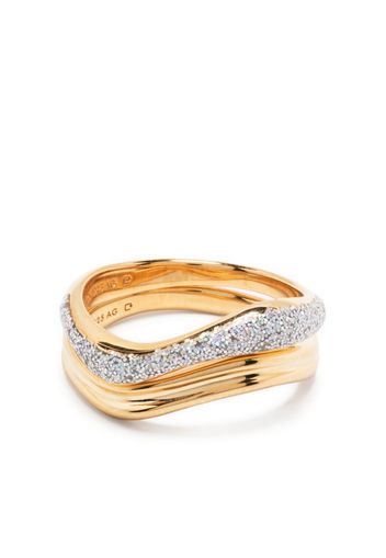 Maria Black Soma Opal glitter-detail ring stack - Oro