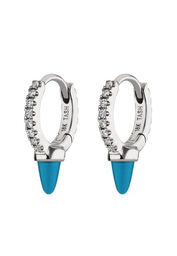 6.5MM 18kt white gold Turquoise Spike Diamond Eternity Clicker earring