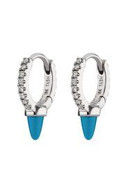 6.5MM 18kt white gold Turquoise Spike Diamond Eternity Clicker earring