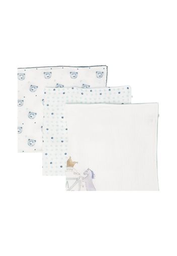 Marie-Chantal graphic-print muslin cloths - Bianco