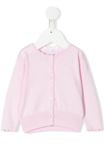 Mariella Ferrari scallop-trim fine-knit cardigan - Rosa