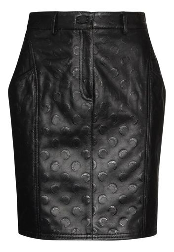 Marine Serre moon printed leather mini skirt - Nero