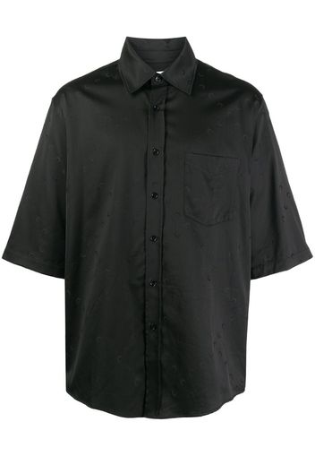 oversized short sleeved satin shirt