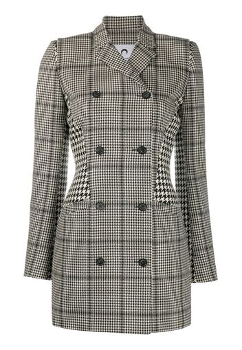 houndstooth print panelled longline blazer