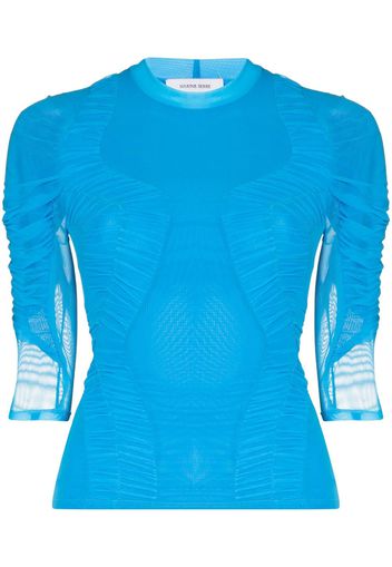 Marine Serre Hydrodynamic ruched crew neck top - Blu