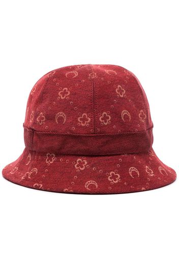 Marine Serre moon pattern denim bucket hat - Rosso