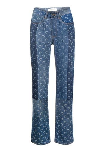 Marine Serre mid-rise flared jeans - Blu