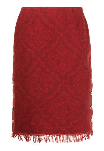 Marine Serre baroque-print fringe skirt - Rosso