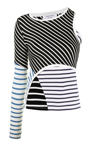 Marine Serre contrast-stripe cut-out top - Nero