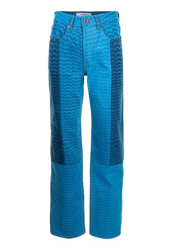 Marine Serre Jeans con design a panneli Moonfish Skin - Blu