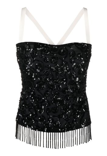 Marine Serre sequin-embellished silk vest - Nero