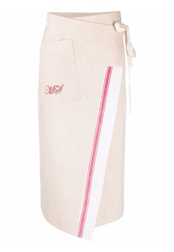 Marine Serre logo-embroidered tea towel wrap skirt - Toni neutri